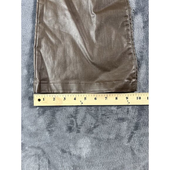 NWT SOFIA VERGARA Melisa High-Rise Faux Leather Flare Pants Jeans Brown SZ 0 - Picture 7 of 9